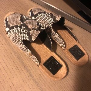 Tory Burch Snakeskin Espadrille Slides